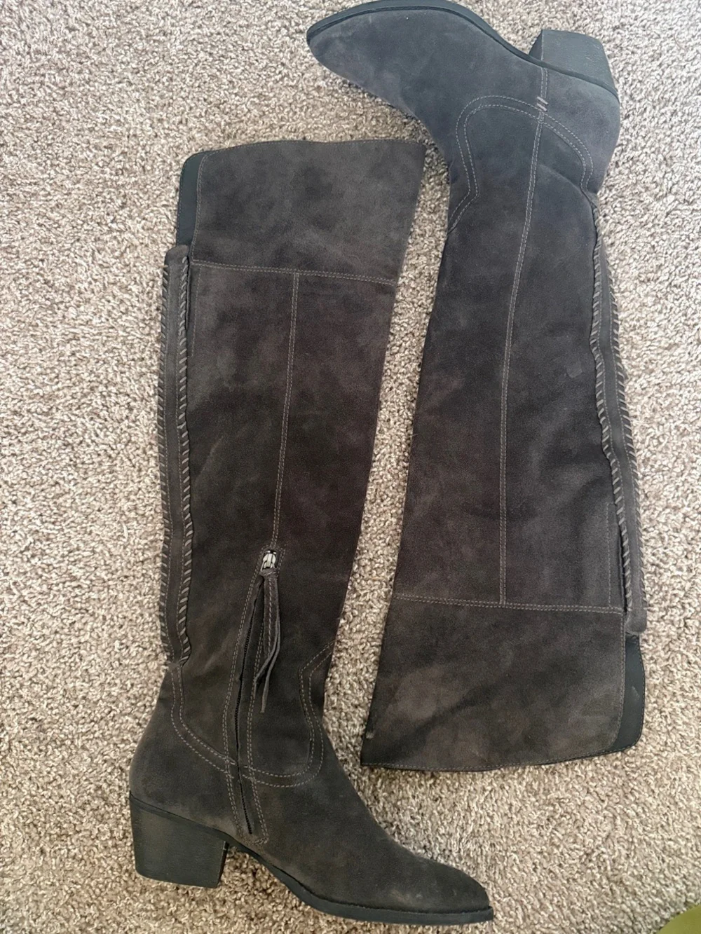 Dolce Vita Suede Over-The-Knee Braided-Trim Boots